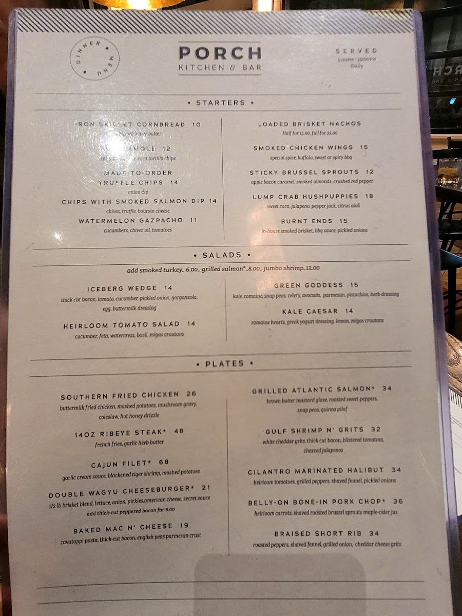 Porch Kitchen & Bar Menu - Image 2